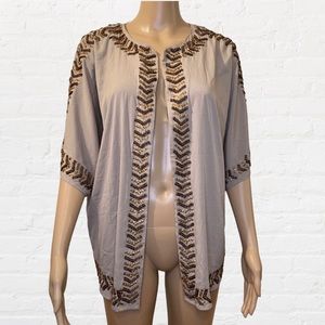 NWT Embellished Drape Front Kimono Style Cardigan M-122